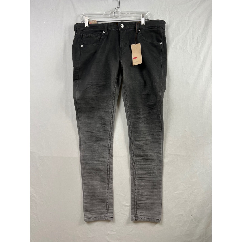 Levis Low Twist Skinny Jeans Mens 32 Black Grey Gradient Ultra Low Rise Twisted